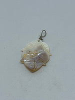 Natural Blister Pearl Shell Carved Leaf Pendant