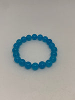 Natural Blue Topaz Gemstone Round Beaded Stretch Bracelet
