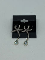 Natural Blue Topaz Gemstone Starfish Sterling Silver Dangle Earringse