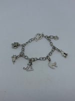 Cute Silvertone Cat Themed Charm Bracelet Pet Lover Gift