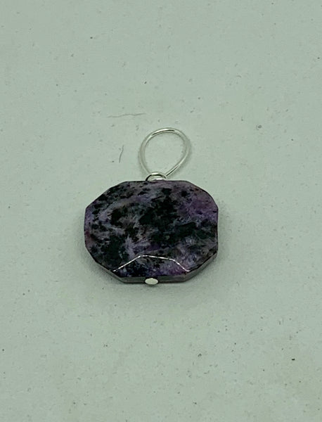 Natural Charoite Gemstone Faceted Freeform Octagon Pendant