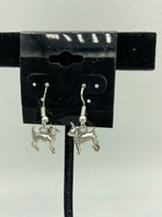 silvertone 3d chihuahua charm dangle earrings with sterling silver hooks