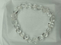 Natural Clear Quartz Gemstone Tumbled and Flowers Beaded Stretch Bracelet