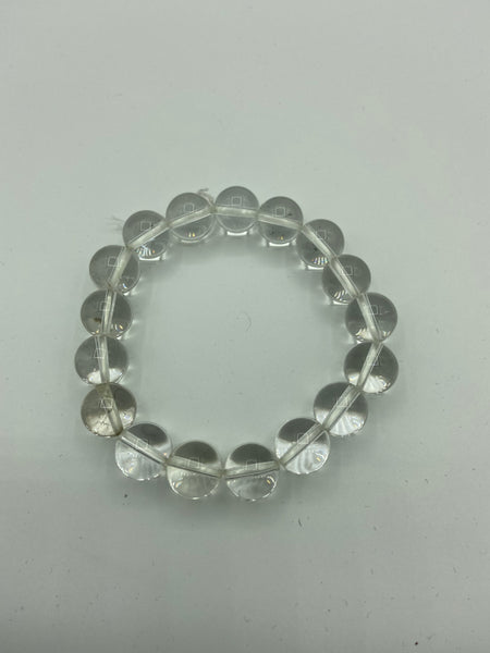 Natural Clear Quartz Gemstone 10 MM Round Beaded Stretch Bracelet