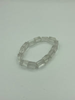 Natural Clear Quartz Gemstone Long Cubes Beaded Stretch Bracelet