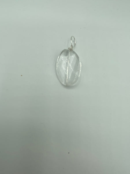 Natural Clear Quartz Gemstone Faceted Twisted Oval Pendant