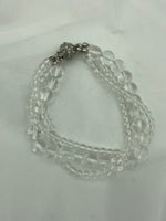 Natural Clear Quartz Gemstone 3 Strand Twisted Beaded Bracelet