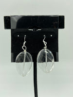 Natural Clear Quartz Gemstone Faceted Twisted Oval Sterling Silver Earrings