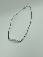 Clear, Yellow, and Silver Pearl Adjustable Glass Beaded Necklace