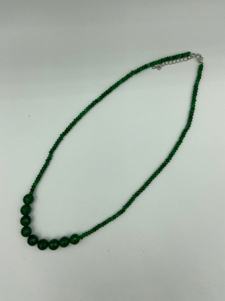 Natural Emerald eGemstone Faceted Round Beaded Adjustable Necklace