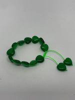 Natural Emerald Gemstone Puffed Hearts Beaded Adjustable Bracelet