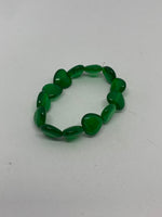 Natural Emerald Gemstone Puffed Heart Beaded Stretch Bracelet