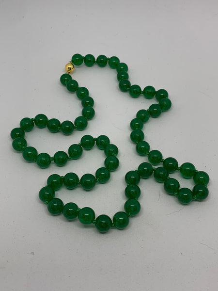 Natural Emerald Gemstone 10 MM Round Long Beaded Necklace