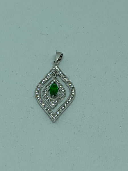 Natural Emerald Gemstone Marquise Sterling Silver Pendant