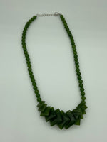Natural Emerald Gemstone Round and Square Beaded Necklace