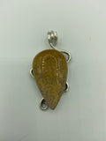 Natural Fossil Coral Gemstone Teardrop Sterling Silver Pendant