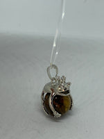 Silvertone Frog Prince Pendant with Natural Gemstone Ball