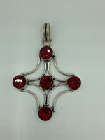 Natural Garnet Gemstone Faceted Rounds in Sterling Silver Diamond Shaped Pendant