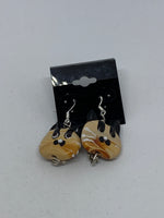 Gray Black and White Lampworked Glass Cat Sterling Silver Dangle Earrings