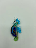Lampworked Glass 3D Seahorse Pendant