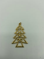 Gold Tone Christmas Tree Pendant with Clear CZ Stones