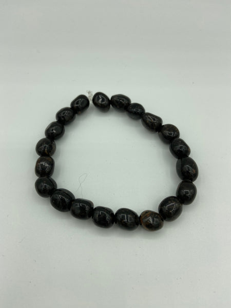 Natural Gold Snowflake Obsidian Gemstone Tumbled Beaded Stretch Bracelet