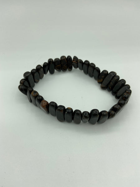 Natural Gold Snowflake Obsidian Gemstone Beaded Stretch Bracelet