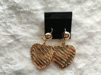 Gold Tone Wire Work Heart Dangle Earrings