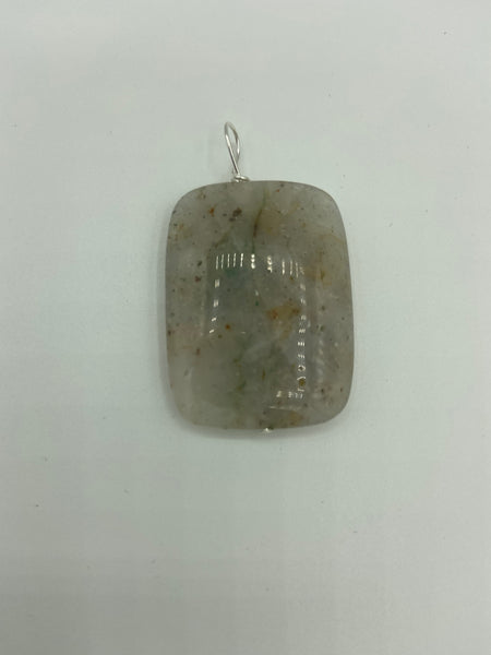 Natural Gray Agate Gemstone Carved Rectangle Pendant
