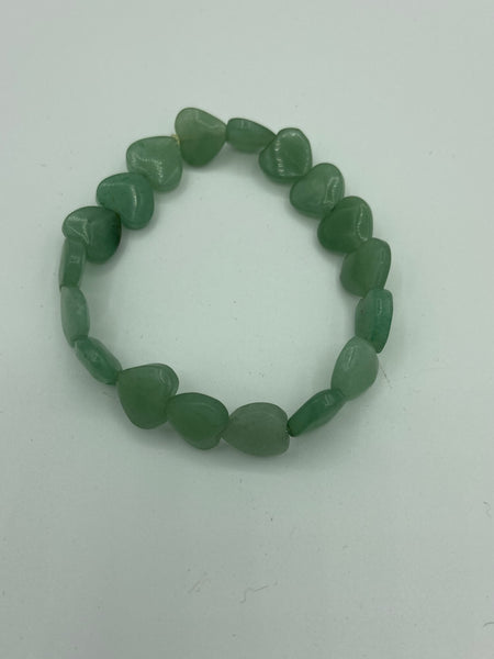 Natural Green Aventurine Gemstone Hearts Beaded Stretch Bracelet
