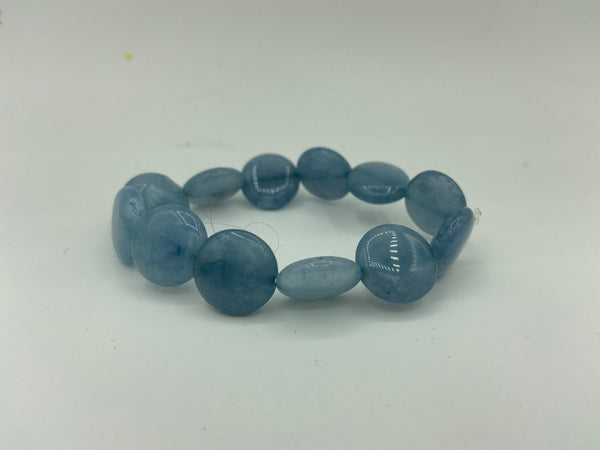 Natural Green Aventurine Gemstone Chunky Rondelles Beaded Stretch Bracelet