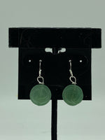 Natural Green Aventurine Gemstone Rose Beaded Sterling Silver Dangle Earrings