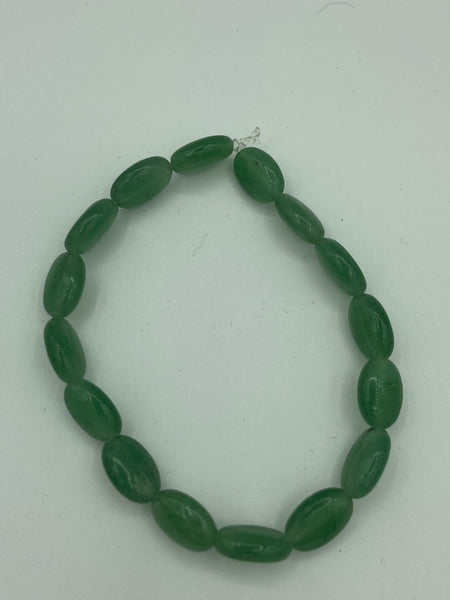 Natural Green Aventurine Gemstone Dainty Puffed Ovals Beaded Stretch Bracelet