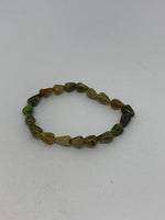 Natural Green Garnet Gemstone Teardrops Beaded Stretch Bracelet