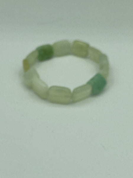 Natural Green Opal Gemstone Faceted Rectangles Beaded Stretch Bracelet