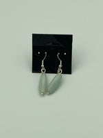 Natural Green Opal Gemstone Triangle Tubes Sterling Silver Dangle Earrings