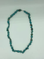 Natural Green Turquoise Gemstone Tumbled Nuggets Beaded Long Necklace