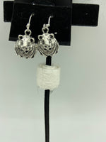 Silvertone Guinea Pig Charm Dangle Earrings with Sterling Silver Hooks