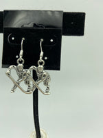 Silvertone Hockey Player Charm Dangle Earrings with Sterling Silver Hooks