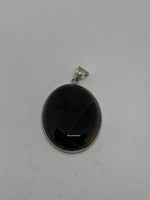 Natural Hyperstheen Gemstone Carved Puffy Oval Pendant