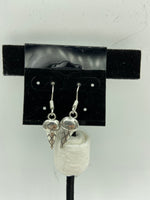 Silvertone Ice Cream Cone Charm Dangle Earrings with Sterling Silver Hooks