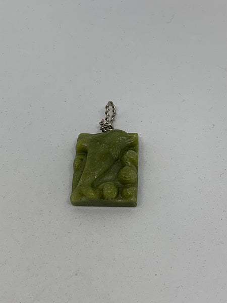 Natural Green Jade Gemstone Carved Dolphin Pendant