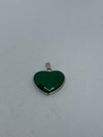 Natural Green Jade Gemstone Faceted Heart Pendant