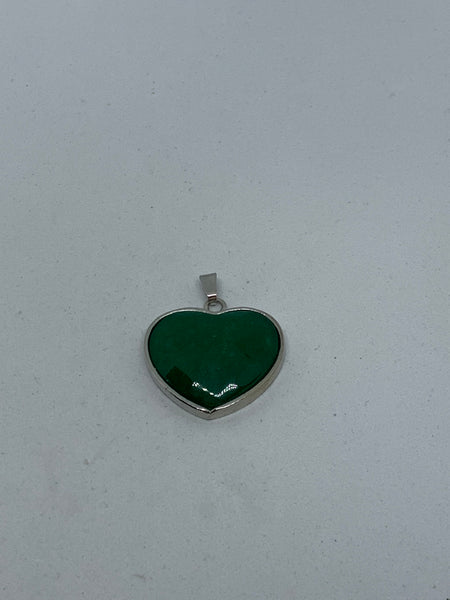 Natural Green Jade Gemstone Faceted Heart Pendant