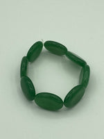 Natural Green Jade Gemstone Large Ovals Beaded Stretch Bracelet
