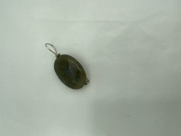 Natural Green Jade Gemstone Small Puffed Oval Pendant