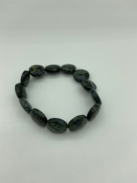Natural Kambaba Jasper Gemstone Disks Beaded Stretch Bracelet