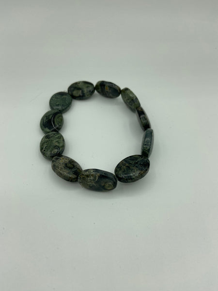Natural Kambaba Jasper Gemstone Ovals Beaded Stretch Bracelet