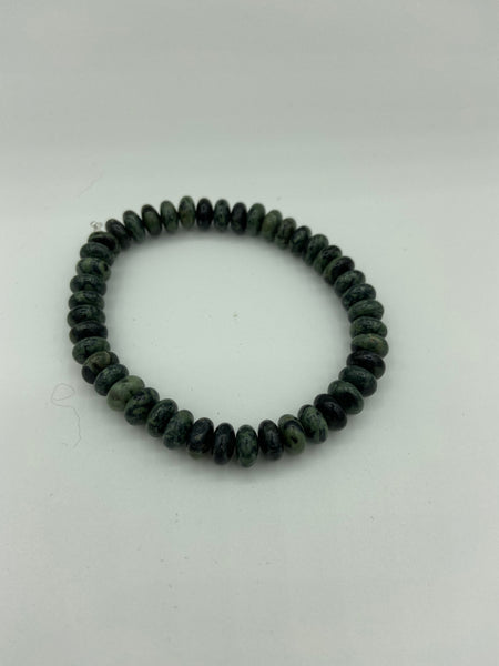 Natural Kambaba Jasper Gemstone Rondelles Beaded Stretch Bracelet