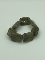 Natural Labradorite Gemstone Large Rectangles Beaded Stretch Bracelet